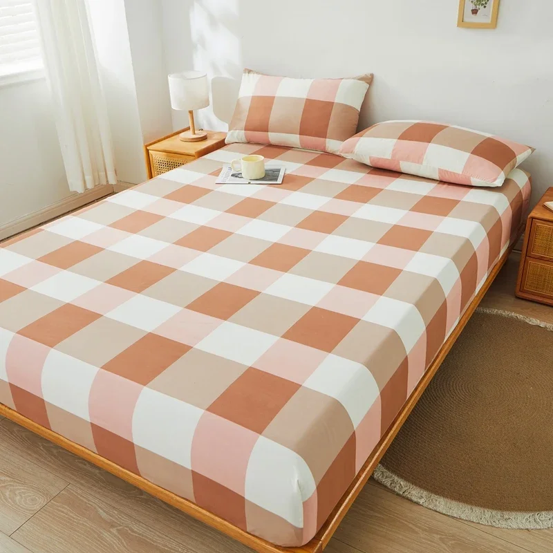 Brushed Mattress Cover Double/Queen Size Solid Color Fitted Sheet For Double Bed Anti-Mite 침대커버 200X220cm 매트리스커버 (No Pillowcase): See below for size descriptions / Burgundy