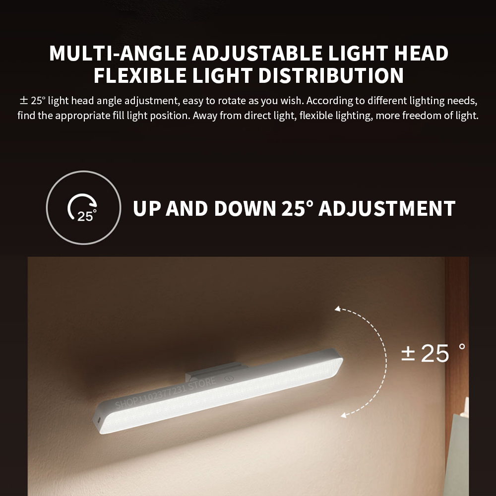 Lâmpada de leitura magnética Xiaomi Mijia, lâmpada estendida, Ra90, 2000mAh, luz uniforme, lâmpada ajustável, 3 engrenagens, 150lm, 36cm