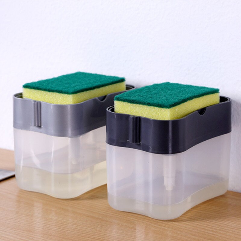 Zeep Pomp Dispenser Met Spons Houder 2 In 1 Vloeibare Dispenser Pressure Container Zeep Organizer Keuken Schoonmaken Tool
