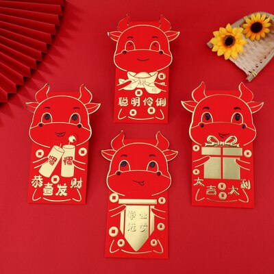12 Pcs Jaar Van De Os Lange Szie Chinese Jaar Rode Envelop: HXT023