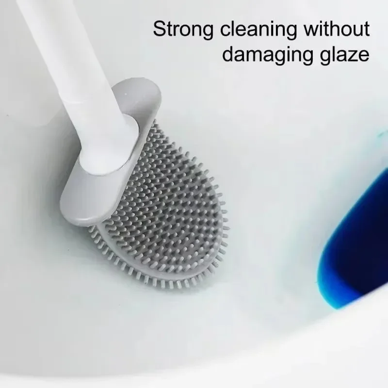 Toilet Brush With Holder Leakproof Soft Toilet Brush Bathroom Wall Mounted Brush