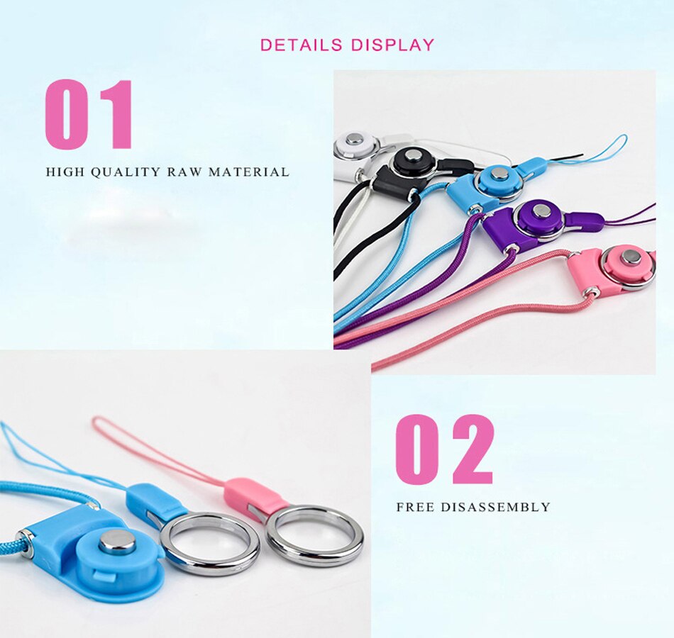 2 in 1 Neck Lanyard Neckband Strap Hand Lanyard For Phone iPhone X Samsung Camera USB Flash Drives Keys ID Card keycord keychain