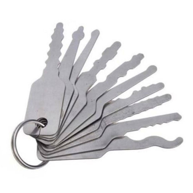 10Pcs Jiggler Sleutel Dubbelzijdige Auto Unlock Lock Reparatie Open Effectieve Tool Set