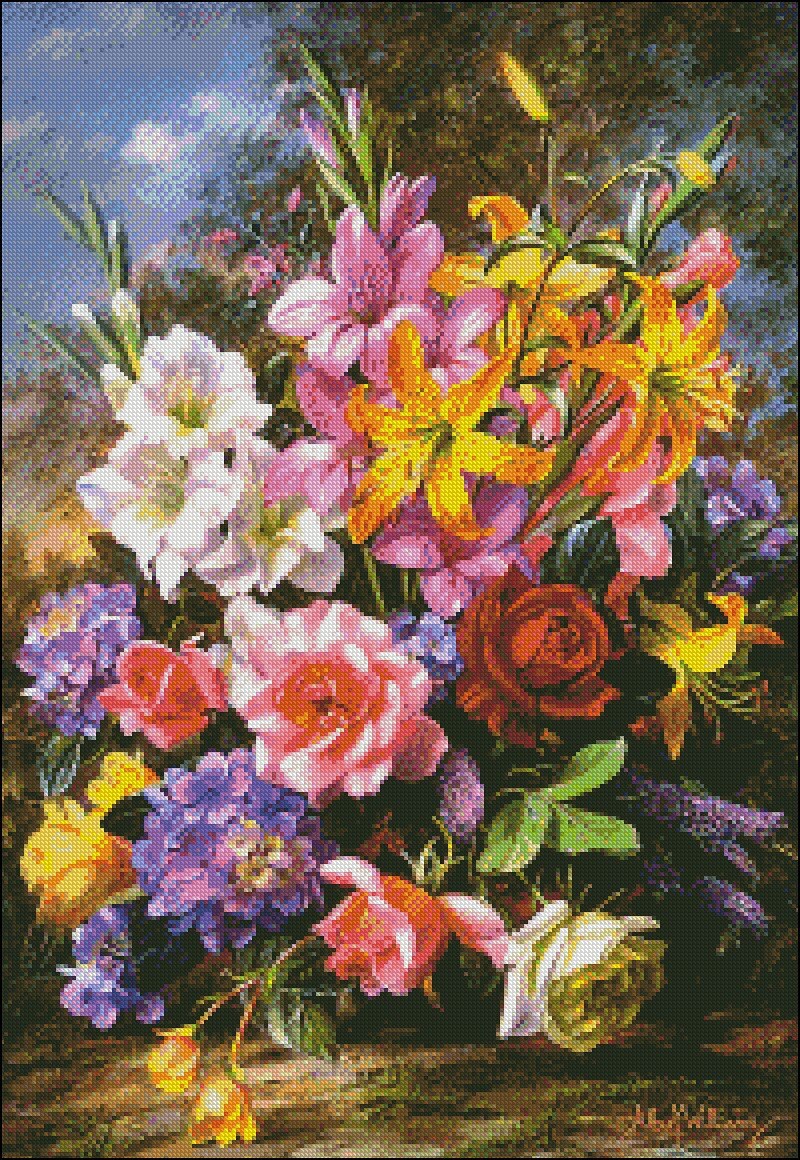 Needlework for embroidery DIY DMC - Counted Cross Stitch Kits 14 ct Oil painting - A Vase of Flowers