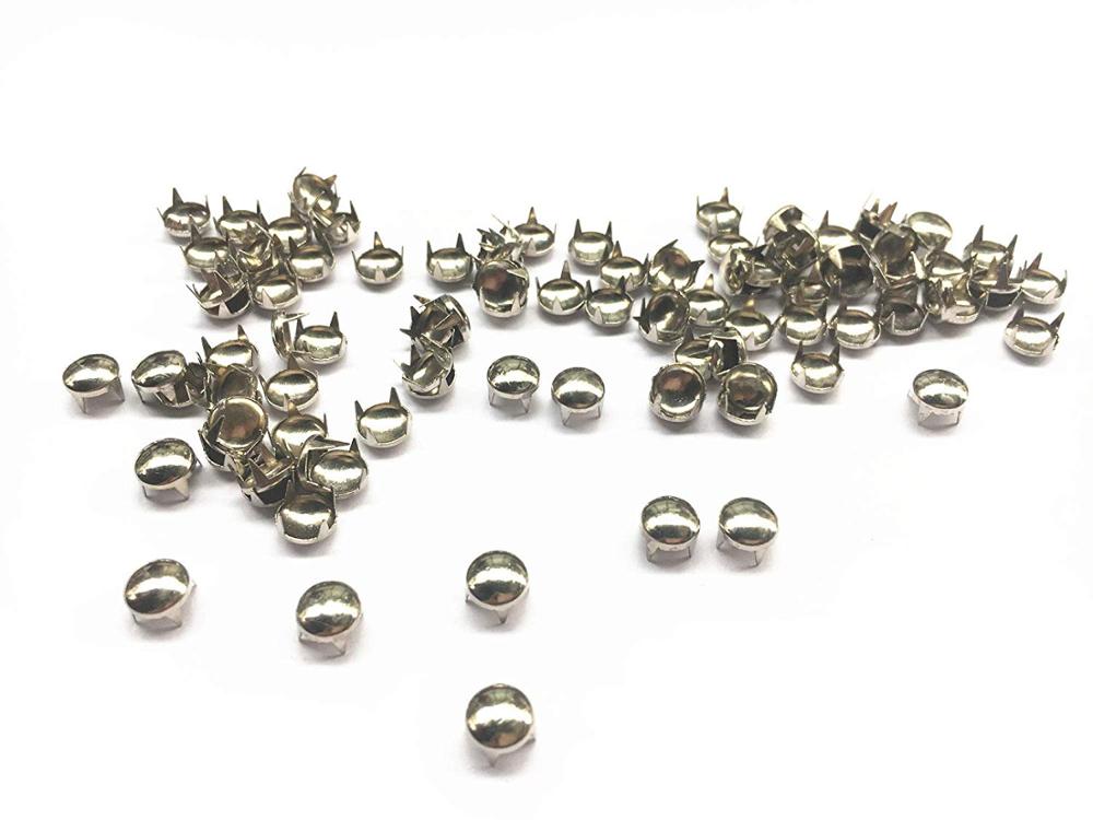 100 Pcs Ronde Dome Studs Metalen Klauw Kralen Nailhead Punk Klinknagels Met Spikes (7mm): Silver