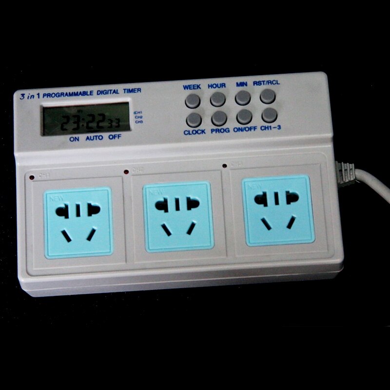 3 in 1 Programmierbare LCD Digital Timer Steckdose Mikrocomputer Timer Steckdose Aquarium Timer Steckdose (uns-stecker)