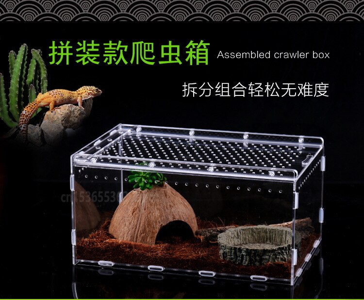 Alec Crawling Pet Terrarium Full Landscape Sliding Lid Terrarium Spider Gecko Snake Breeding Box Pet Box with Ventilation Holes