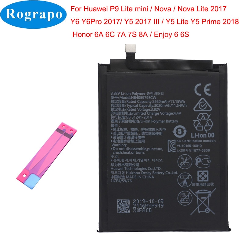 D'origine HB405979ECW Batterie Pour Huawei Y5 Y6 Pro III / Honor 8A 7A 7S 6A 6C/Profitez de 6 6S MYA-L03 L23 L02 L22 Téléphone Portable