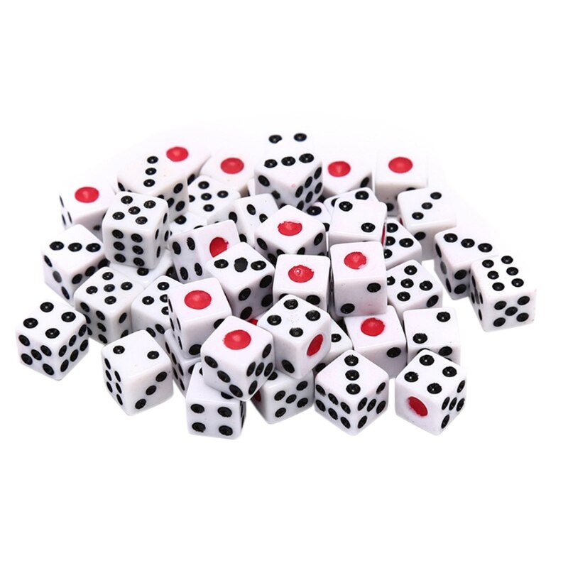 Dados de acrílico de 8mm 100 Uds. Blanco/rojo/negro para juegos estándar seis lados Decider cumpleaños fiestas juego de mesa dados: W