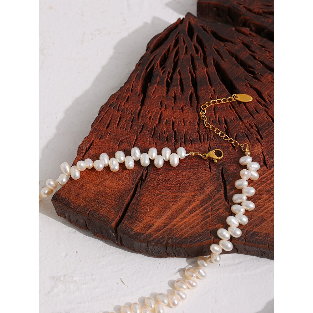 Yhpup nuovi accessori in acciaio inossidabile collana con catena di perle d'acqua dolce naturale gioielli collana con colletto di fidanzamento per matrimonio regalo