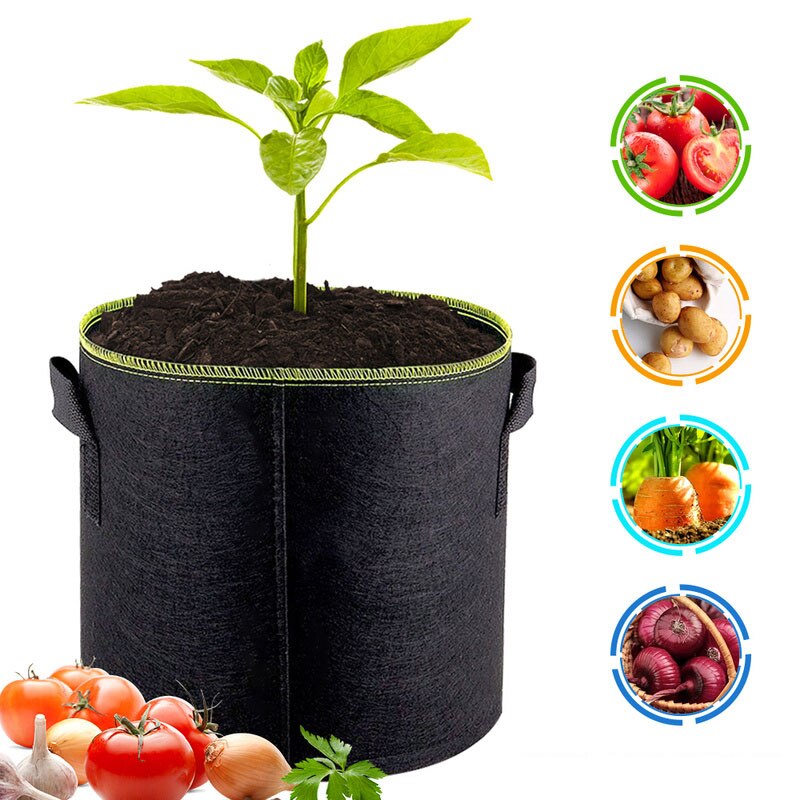 2 stk. voksepose sort multi størrelse stof planteskole potte plante pose rodbeholder grøntsager blomsterplanter gør-det-selv kartoffel havearbejde