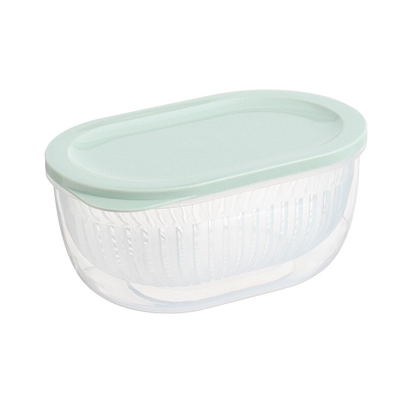 Green Onion Crisper Kitchen Ginger Garlic Storage Box Refrigerator Fruit Portable Square Freshness Preservation Drain Seal Box: green