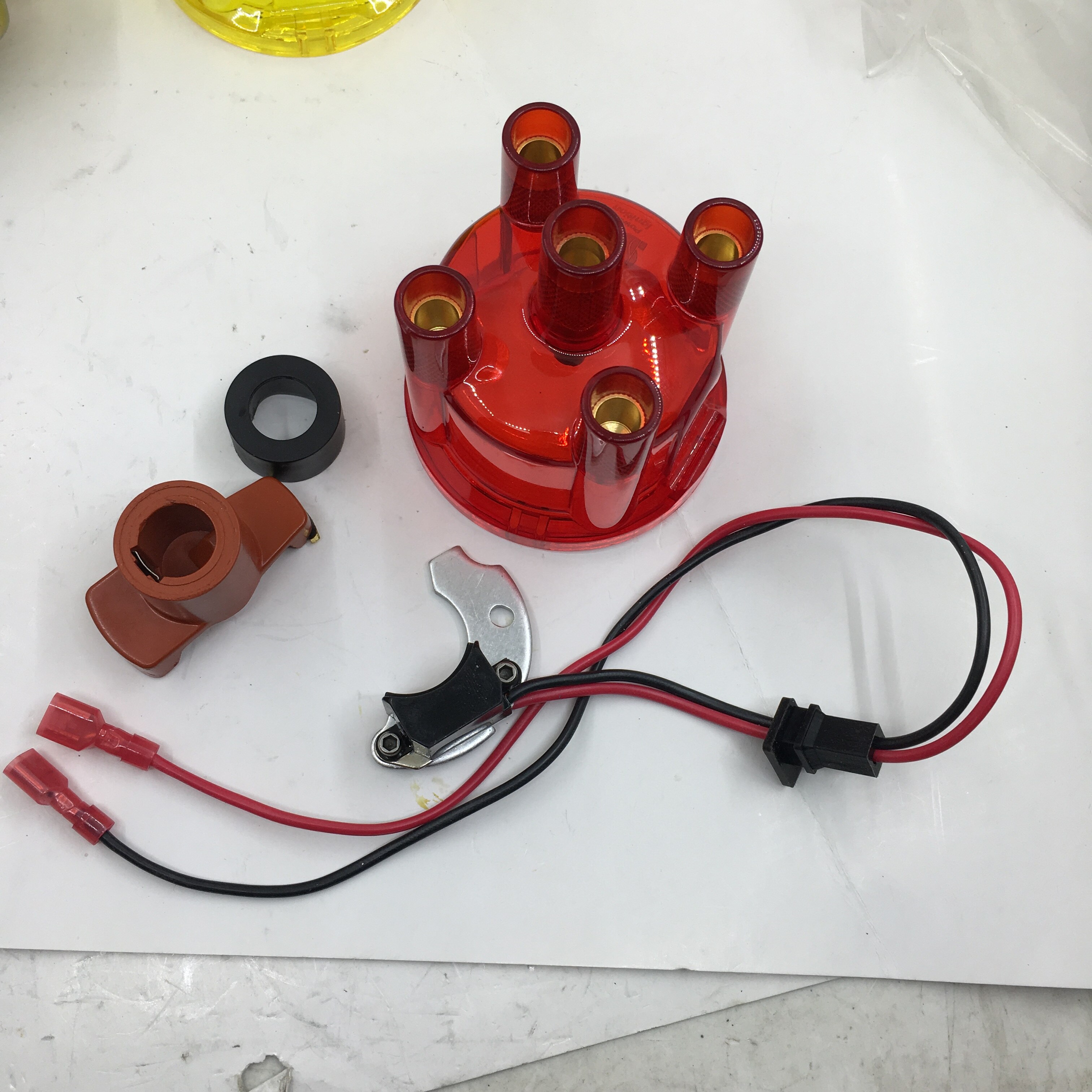 Sherryberg Elektrische Elektronische Ontsteking Kit JFU4 + Distributeur Rode Kleur Cap &amp; Rotor Voor Ford Pinto Voor Bosch Distributeur Empi