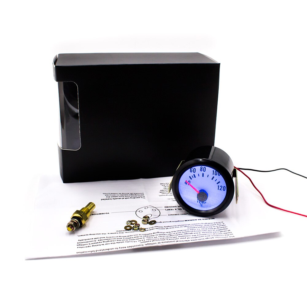 2 &quot;52Mm Mechanische Auto Water Temperatuur Meter 40 ~ 120 Celsius Meter Blauwe Led Auto Gauge Meter