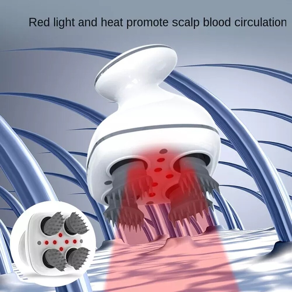 Elektrisk hovedbundsmassage 3d stereo afslapning stimulerer blodcirkulationen forhindrer hårtab vandtæt bærbar massager til kroppen