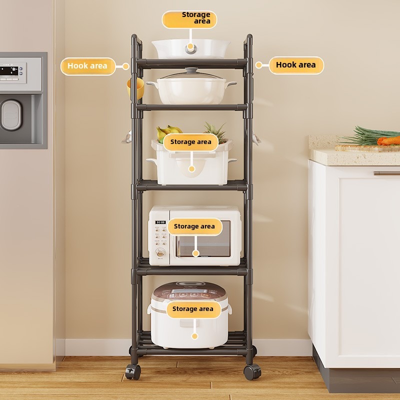 Household Microwave Stove Shelf Multi-Layer Kitchen Rack Multi Scene Bathroom Living Room Shelf Pantry Closet Kitchen Organizer