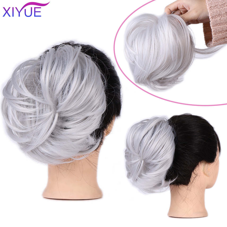 Women's Curly Chignon With Elastic Rubber Band Synthetic Scrunchie Wrap Hair Messy Bun Hairpieces On Messy Bun Ponytails