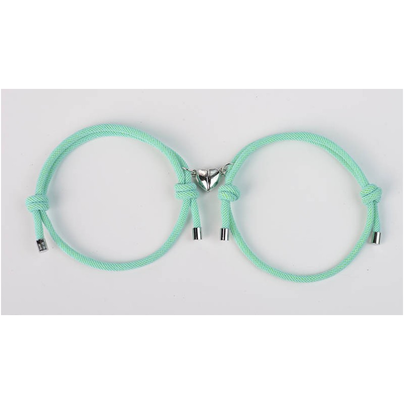 2 uds pulsera magnética pulsera magnética pareja cerradura corazón pulsera magnética cuerda trenzada ajustable pulsera de amistad para dos: Bañado en rodio de imitación