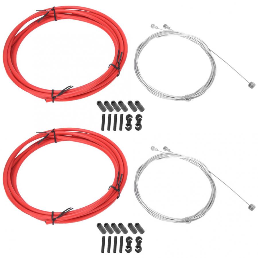 Bicycle Brake Shift Cable Line Wire Housing Set Bike Shifting Housing Cable Derailleur Line Cap Kits Bike Brake Line Accessories: Red
