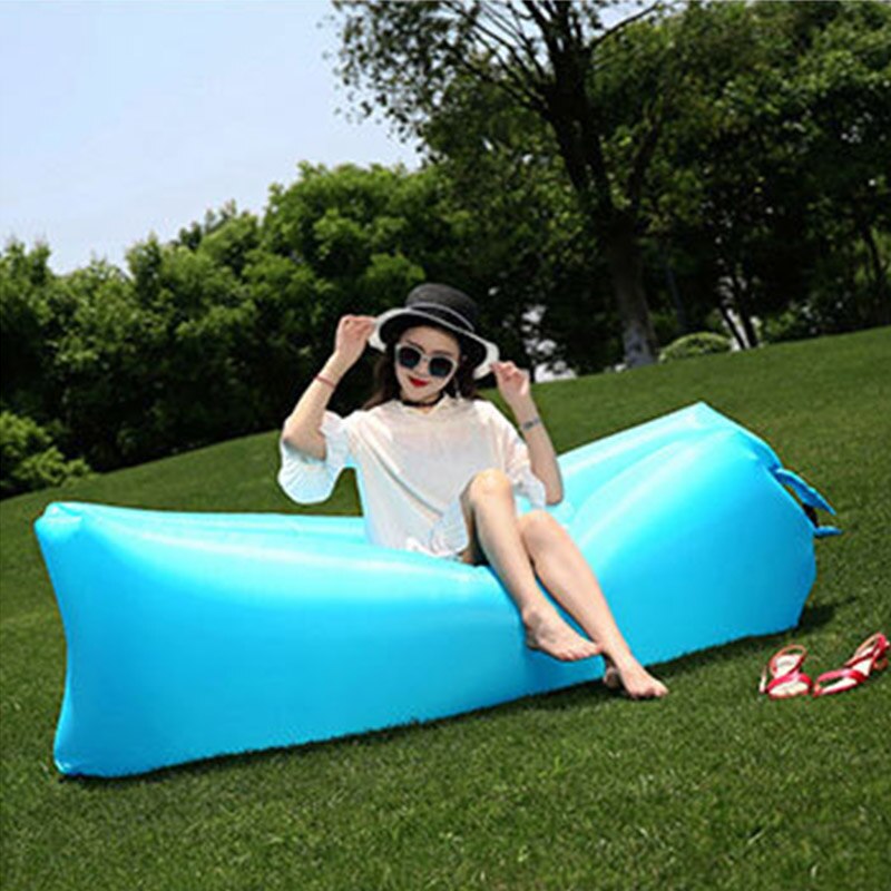 Citop udendørs produkter hurtig oppustelig luft seng sovesofa polyerster oppustelig airbag doven strand 240*75*50cm: Himmelblå