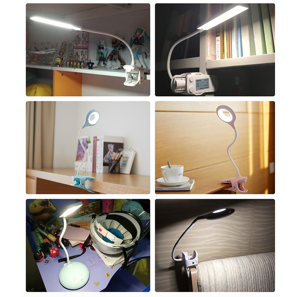 Tisch Lampe mit Clip Touch Schreibtisch Lampe 1200mAh LED Schreibtisch Wiederaufladbare Lesen Lampe 6000K USB Tisch Licht Flexo lampen Tisch, weiß