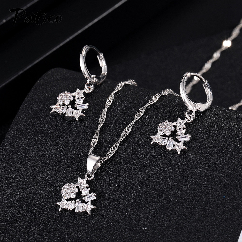 Ensembles de bijoux élégants en argent regardé 925 pour femmes, collier de boucles d'oreilles, tour de cou en biscuits colorés, boucles d'oreilles étoiles, de bijoux