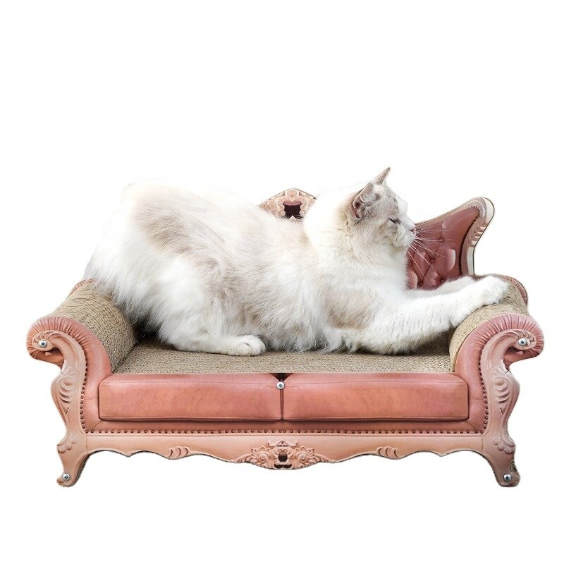 Canapé en bois massif rétro ondulé pour chat, planche à gratter remplaçable et amovible, litière pour chat, griffe de broyage, jouet pour chat