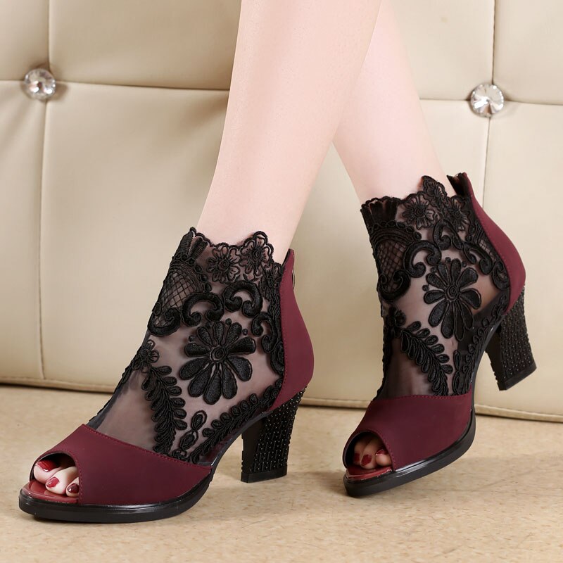 Summer Womens Mesh Sandals Open Toe Heels Big Size Women Shoes Casual Ladies Sandles Zandalias De Mujer De Moda