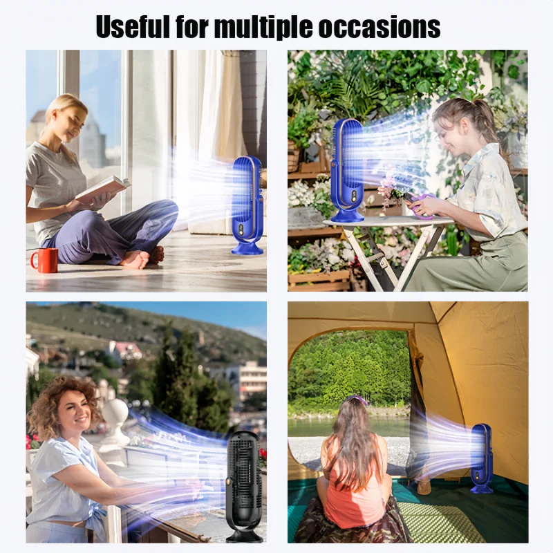Bladeless bureauventilator, kleine desktopventilatoren voor kantoor, stille plug-in, tafelventilator voor slaapkamer, draagbare luchtcirculatiepomp met opladen via USB