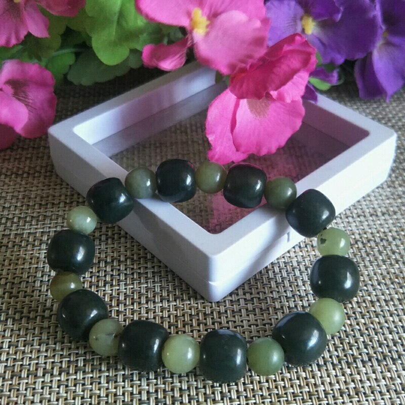 Natural Hetian Jade Abacus beads and Round beads Jade Bracelet Jewelry Fine Jewelry Lucky Auspicious Amulet Jade Bracelet