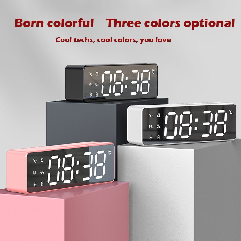 Wireless Bluetooth Speaker FM Radio Sound Box Desktop Alarm Clock Subwoofer Music Player TF Card Bass Speaker Boom