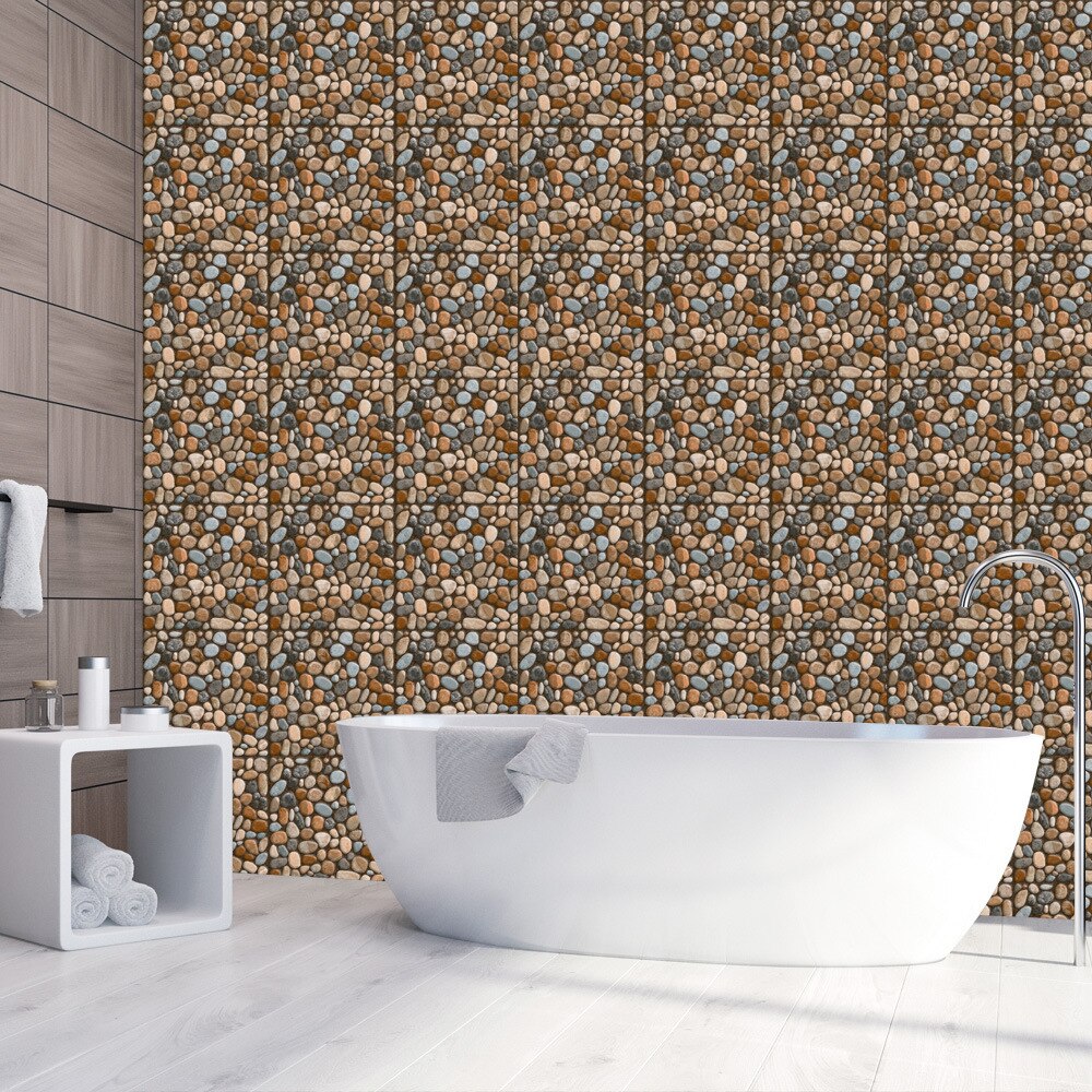 20 Pcs Waterproof DIY Retro Pebble Imitation Leather Tile Sticker Wall Stickers Living Room Bathroom Decoration Home Decor