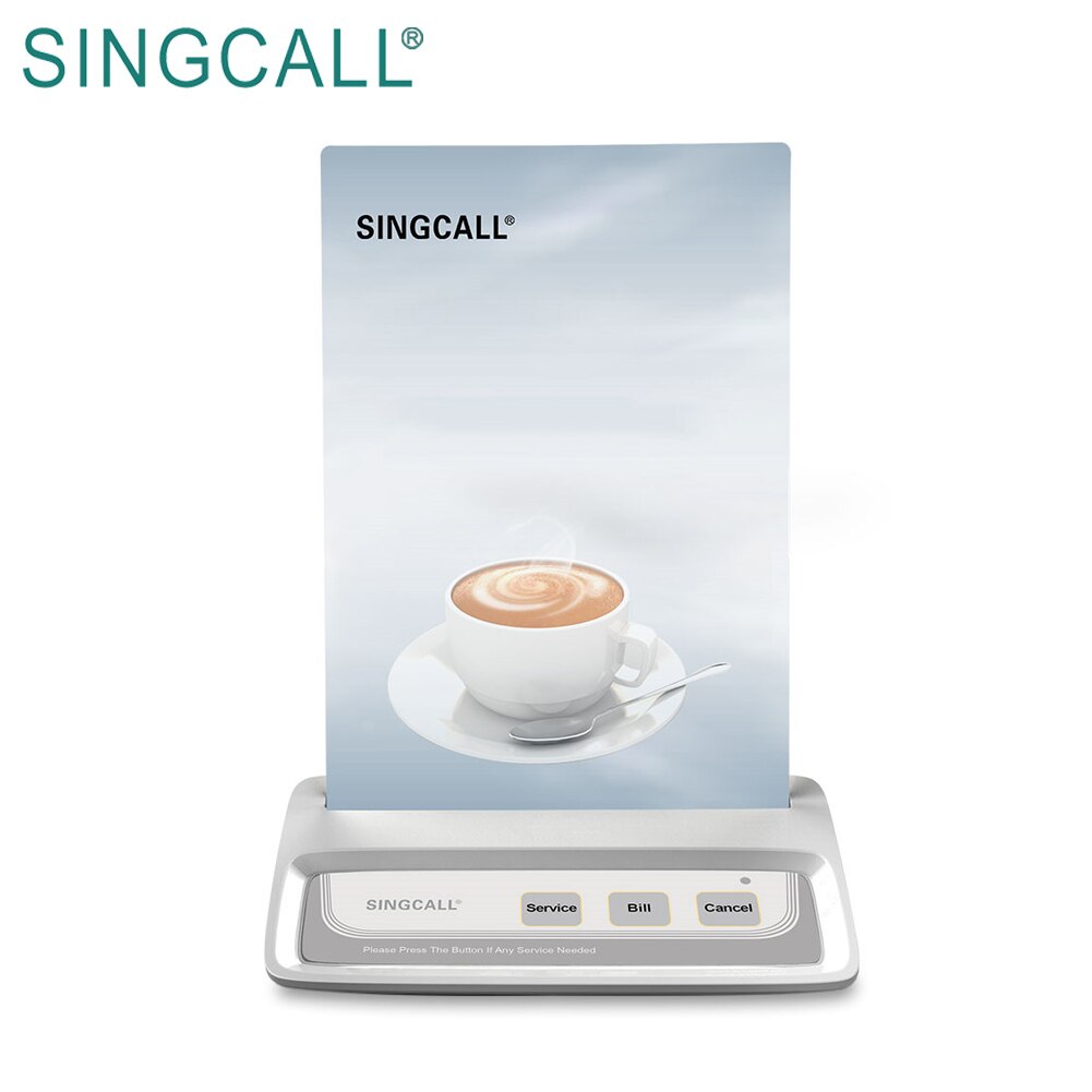 SINGCALL Wireless Paging System, Coffee Shop, Restaurant Service, Three Buttons to Call, APE130 White Pager