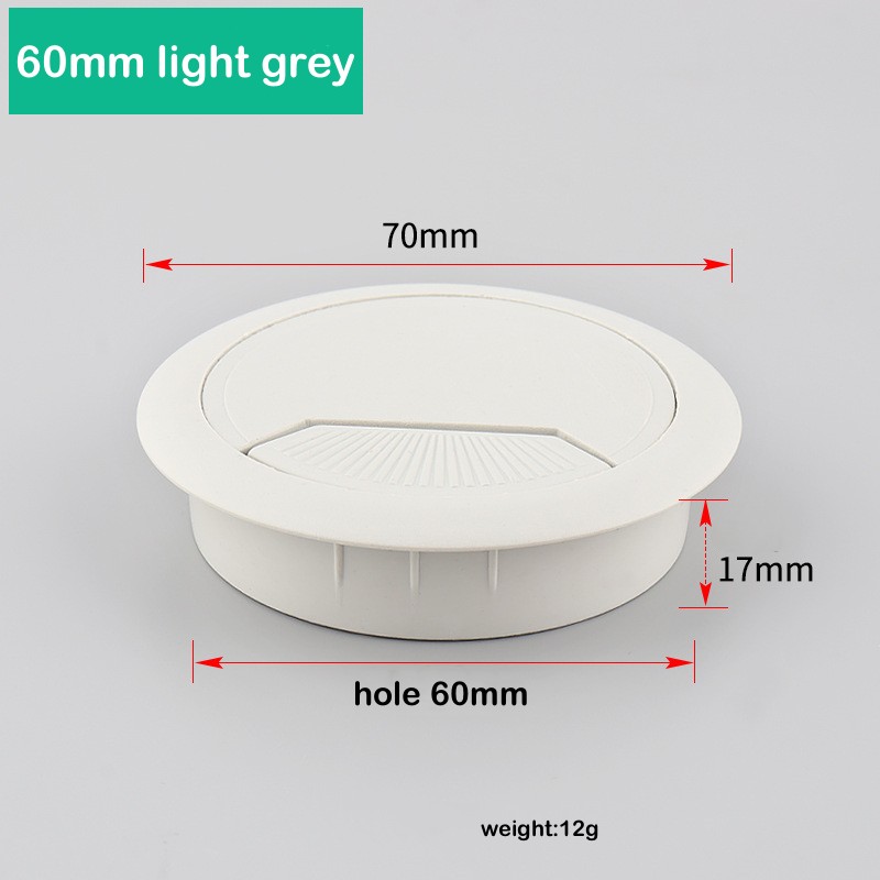 1PC Bureau Tafel Plastic Kabel Gat Cover 60/80mm PC Computer Bureau Ronde Draad Netjes Grommet kabel Organizer Kantoormeubilair: Black