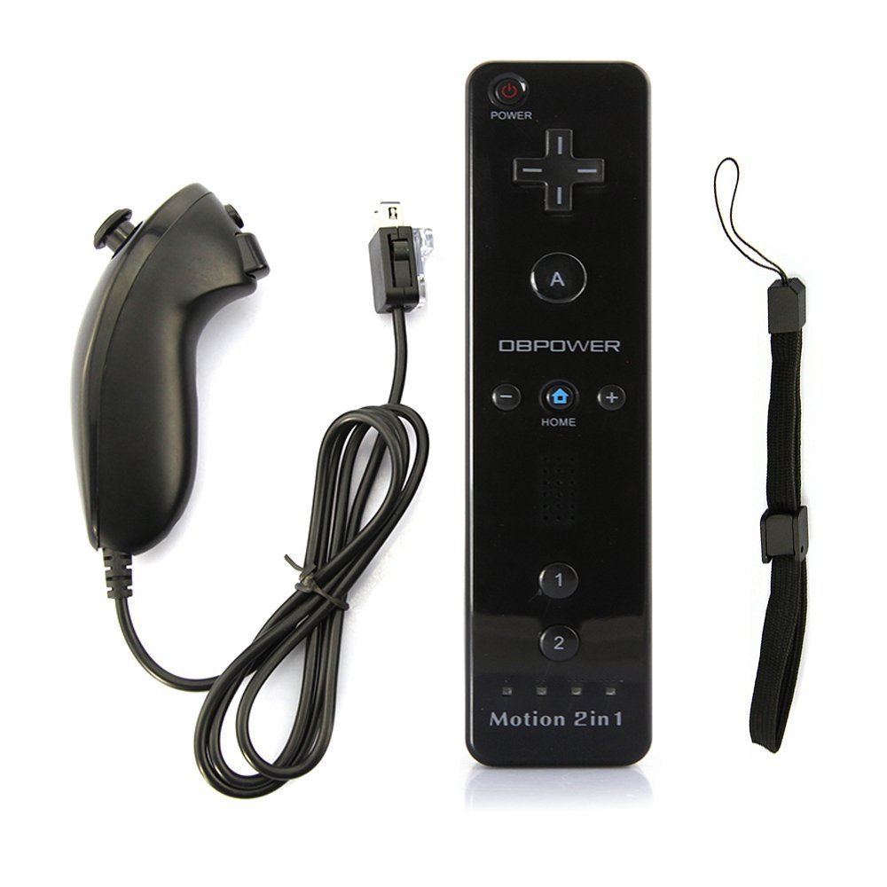 ViGRAND 1pcs Black Wireless Remote Controller For Nentendo Wii with Built in Motion Plus Remote and Nunchuk