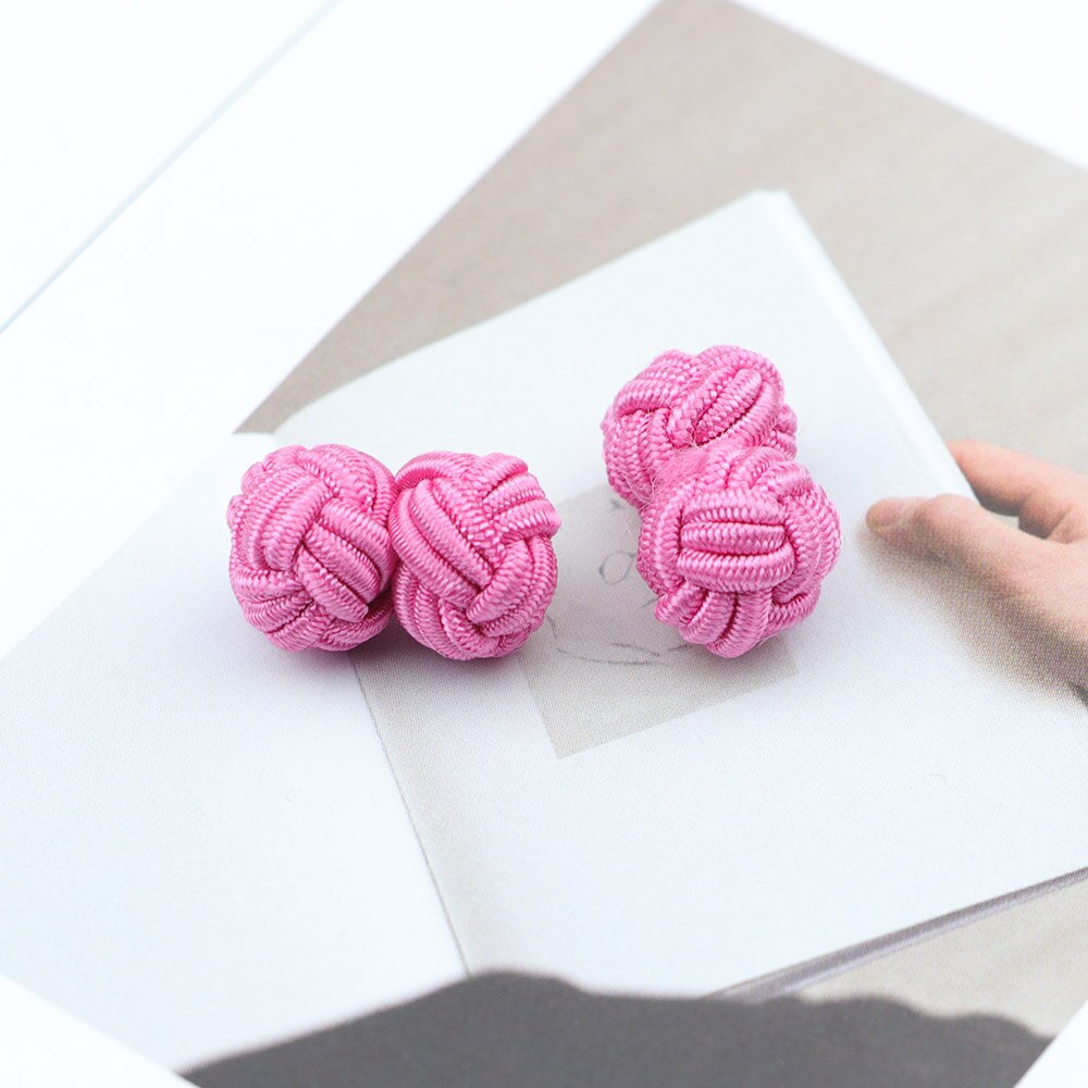 Gemelos con nudo de seda para hombre, gemelos con nudo de seda en colores sólidos, DIY, trenzado, hecho a mano, cuerda doble elástica, manguito de bola, de Novela: 8