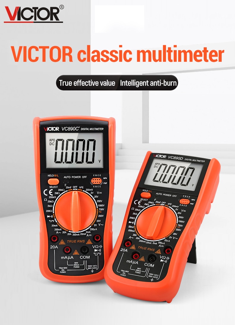 Multimètre numérique haute précision VICTOR VC890C multimètre numérique universel automatique Compact et facile à utiliser