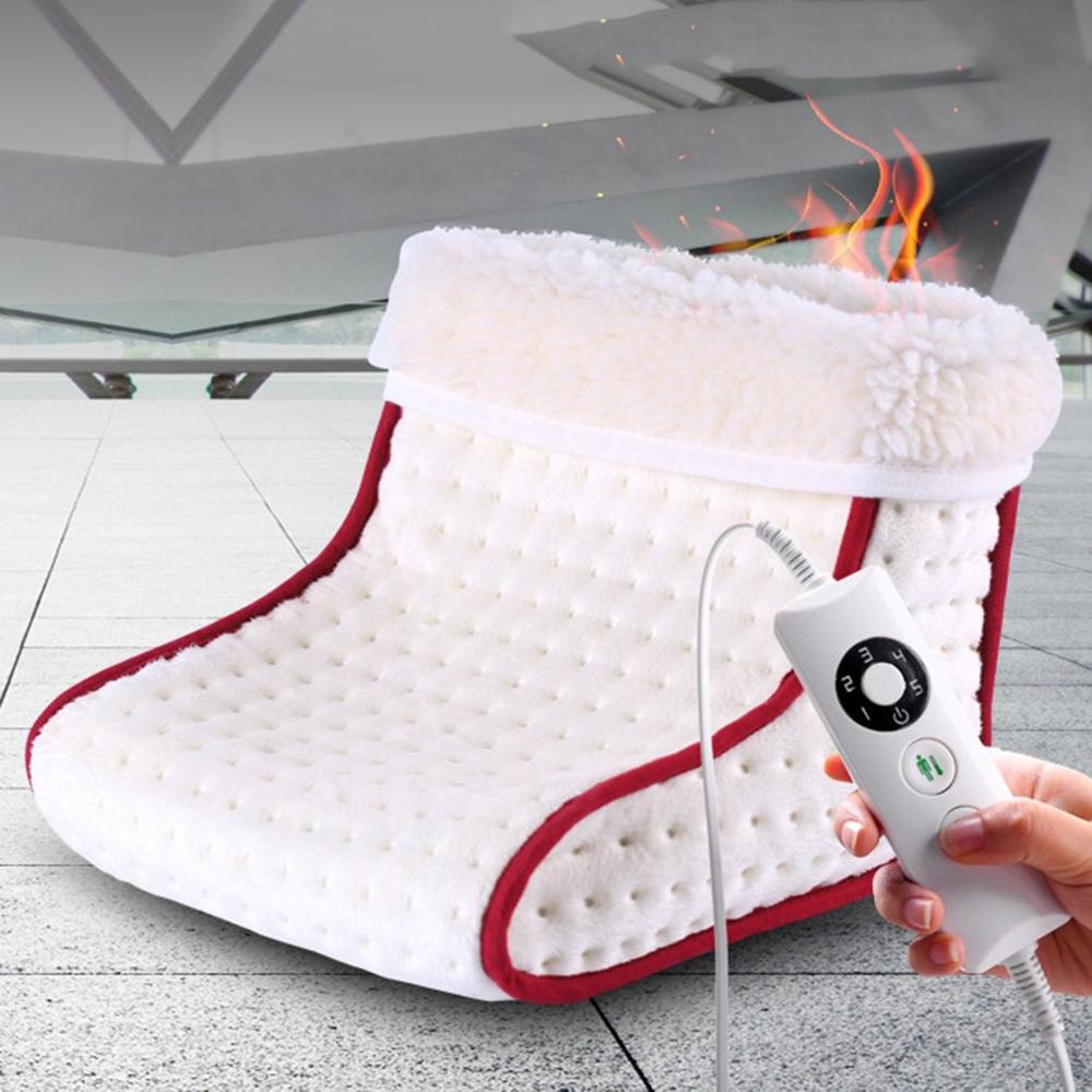 Calentador de pies eléctrico para el hogar, masaje de pies cálido, acogedor, tipo de enchufe calentado, lavable, 5 modos, ajustes de calor, cojín térmico más cálido