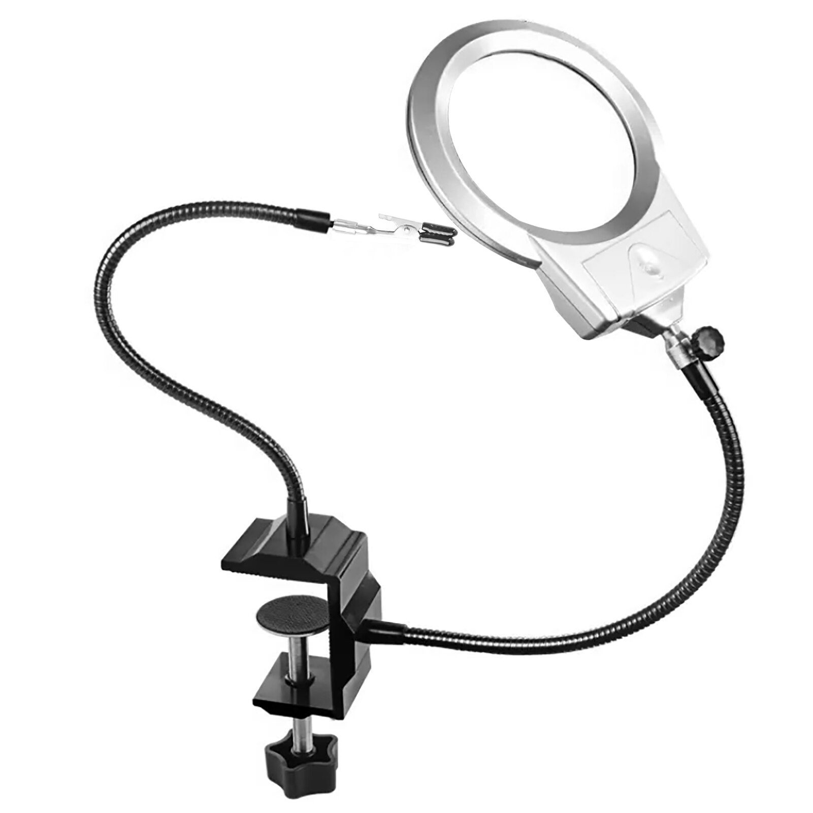 LED 4X/6X Magnifier Vise Table Clamp Soldering Helping Hand Soldering Station USB Flexible Arms Third Hand Tool Holder