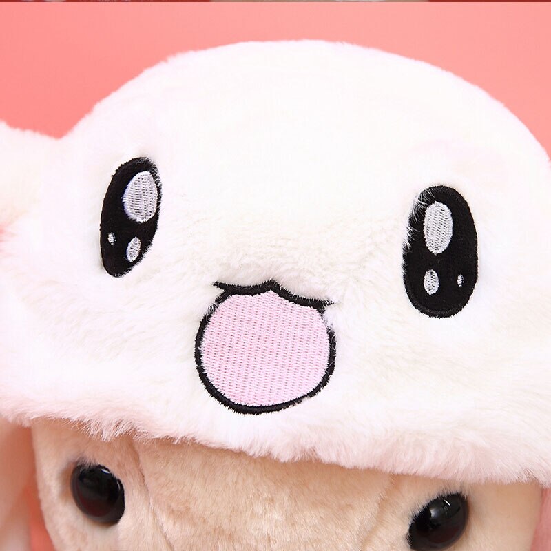 Kanin lue med bevegelige ører søt tegneserie lue lue kollisjonspute kawaii morsom leketøy cap barn plysj leketøy bursdag hatt for jenter