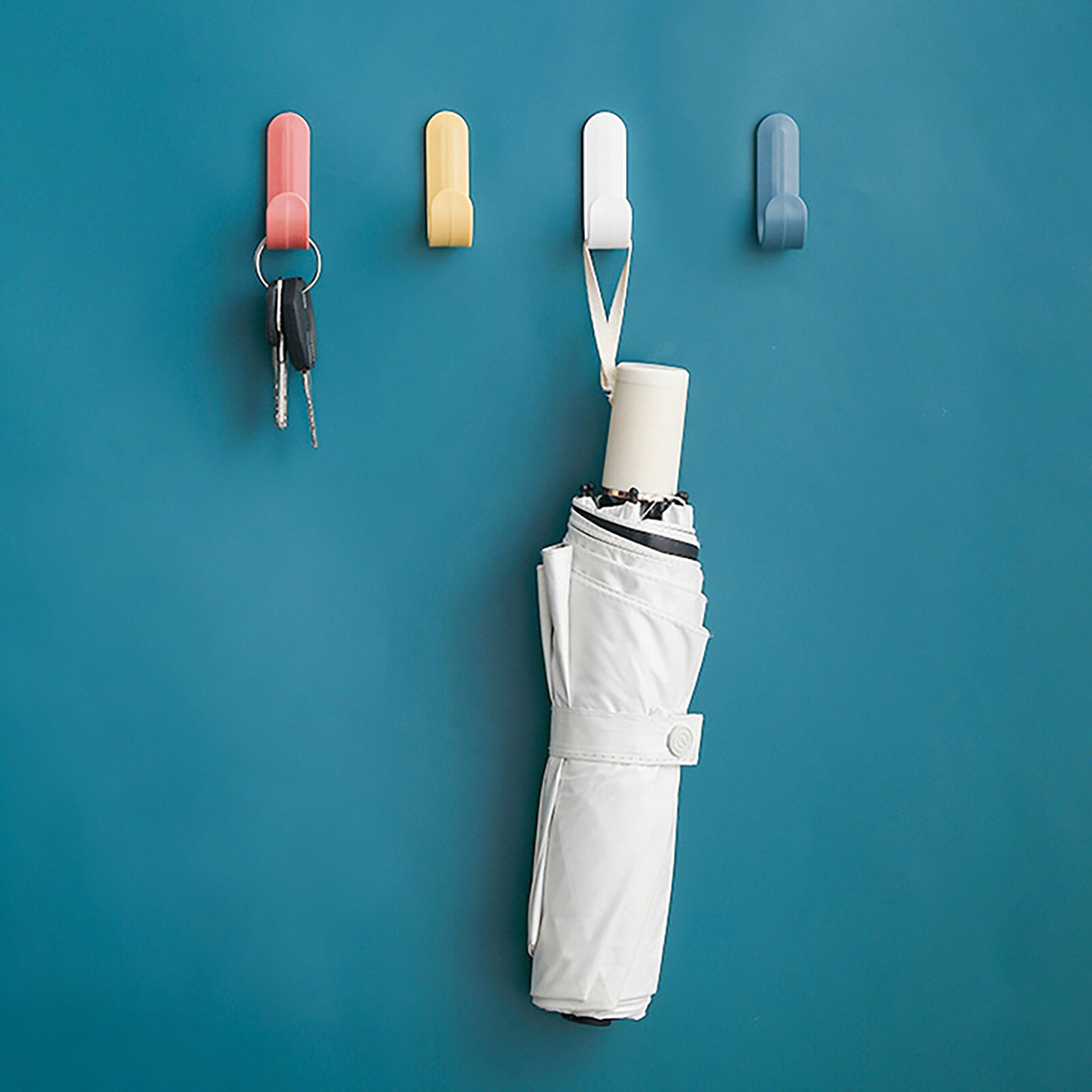 Zelfklevende Muur Hangers Handdoek Haken Plastic Deur Hangers Hoed Rekken Sleutels Hanger Muur Organizer Home Decor Sleutelhouder