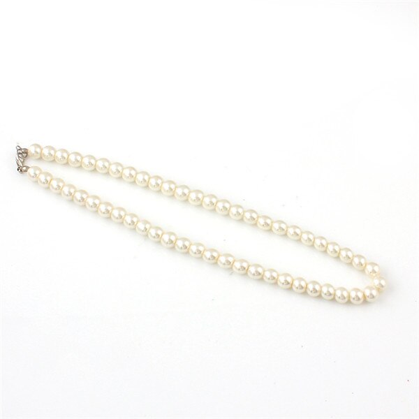 Delicate jewellery Clavicle Chain 8mm simulated Pearl Beads necklace Womens necklace Party: White