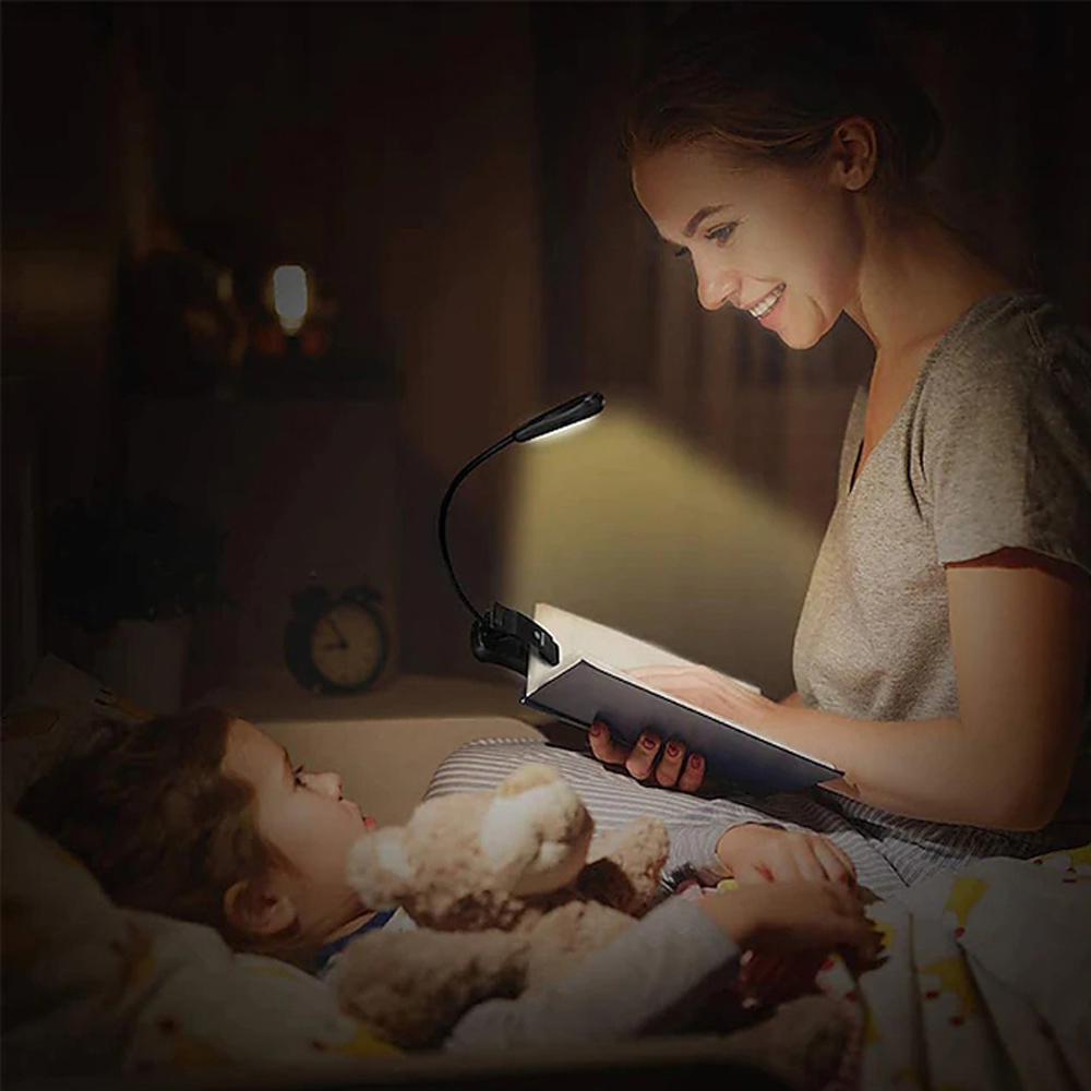 Rechargeable Book Light 10 LED Music Stand Lights Dimmable 3 Brightness×3 Color Light up 2 Full Pages Eye-Cared Clip on Light