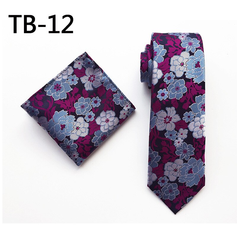 Floral Mens Tie Set Silver White Purple Red Pink Blue Orange Jacquard Silk Tie Pocket Square 8cm Classic Ties for Men Corbatas: TB12