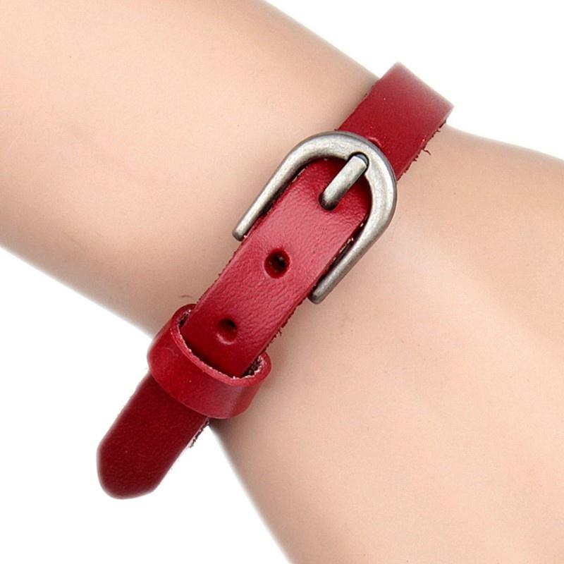 Korea Simple Wrist Strap Belt Buckle Leather Bracelet
