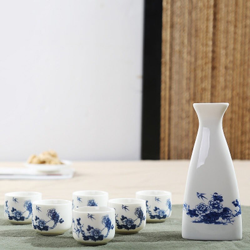 7 st/set keramik keramik sake kopp kanna japan vinglasset vinskål litet keramiskt vinglas: Stil 7