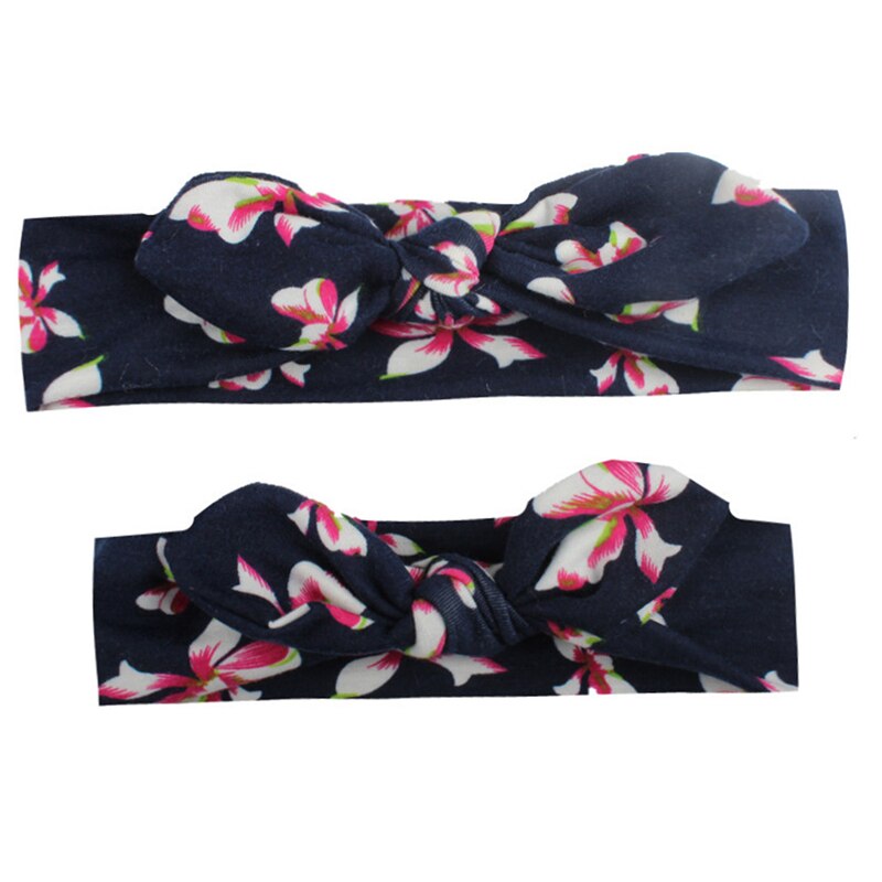 2 Pçs/set Mom &amp; Baby Headbands Turbante Bebê Mãe Filha Mãe Impressão Pai-Filho Orelhas de Coelho Hairband Floral Acessórios Para o Cabelo: Type C