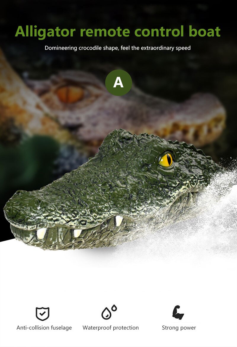 Remote Control Toys 2.4G Remote Control 4 Channel Remote Control Electric Boat Crocodile- Head RC Boats