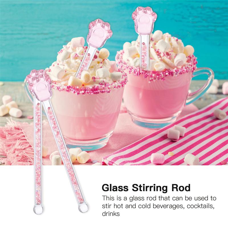 1pc Glass Stirring Rod Round Stir Stick Shiny Glass Stick Sakura Shaped Stirrer For Home Bar Kitchen Accessories