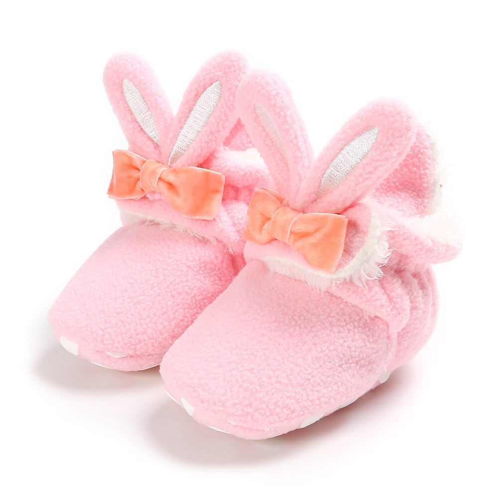 Winter Leather Boots Baby Furry Warm Boots Rabbit Baby Girls Snow Boots Infant Soft Bottom Shoes